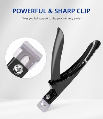 AIRSEE Professional Adjustable Stainless Steel Acrylic Nail Clippers False Nail Cutters for Artificial Acrylic Nails Fake Nail Tips, Rustproof Manicure Pedicure Tool for Salon Home Nail Art - Black