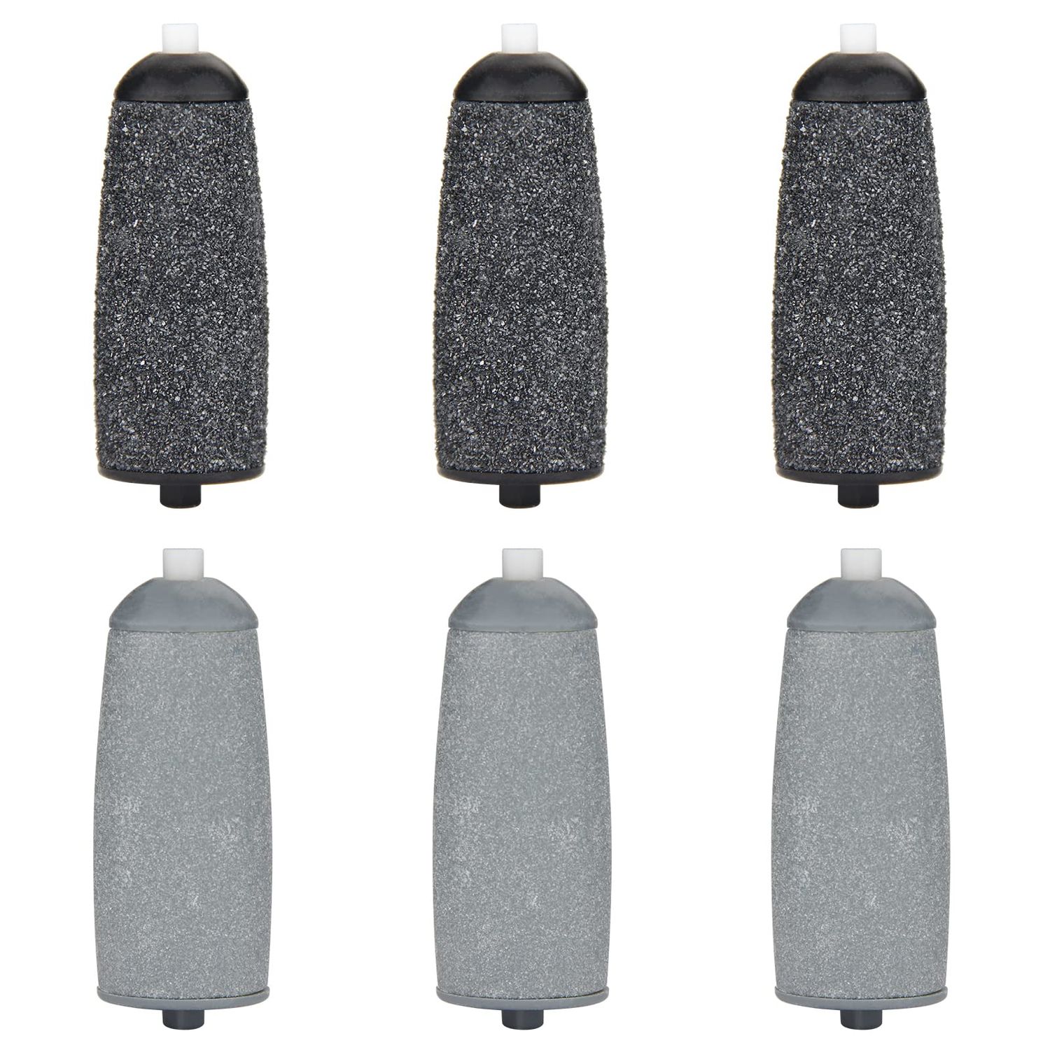 Replacement Heads for Flawless Pedi, Replacement Roller Refills Heads Compatible with Finishing Touch Flawless Pedi Electric Tool File, 6-Pack ( 3 Black Coarse and 3 Gray Fine )