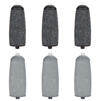 Replacement Heads for Flawless Pedi, Replacement Roller Refills Heads Compatible with Finishing Touch Flawless Pedi Electric Tool File, 6-Pack ( 3 Black Coarse and 3 Gray Fine )
