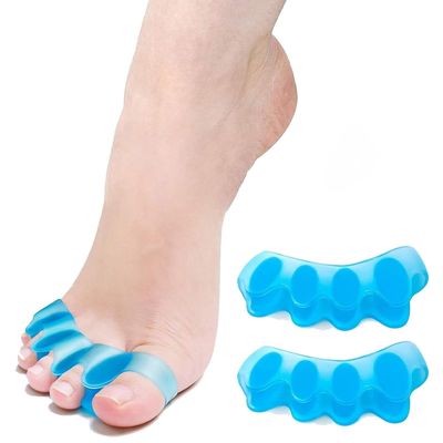 Toe Separator -Silicone Big Toe Corrector - Relieves Foot Pain, Hammer Toe, Bunions, and Curled Toe -1 Pair of Blue Adjustable Toe Separator for Both Men and Women (Blue 2PCS)