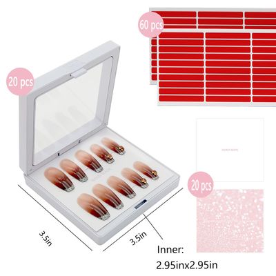 GUXACU Press On Nail Packaging Boxes - 3D Floating Storage and Display Box With 60pcs Double Sided Adhesive Tape for Nail Tech