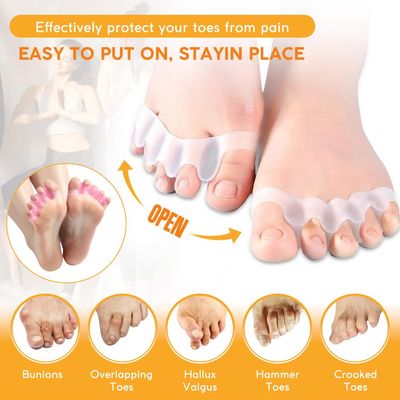 Toe Separator -Silicone Big Toe Corrector - Relieves Foot Pain, Hammer Toe, Bunions, and Curled Toe -1 Pair of Blue Adjustable Toe Separator for Both Men and Women (Blue 2PCS)