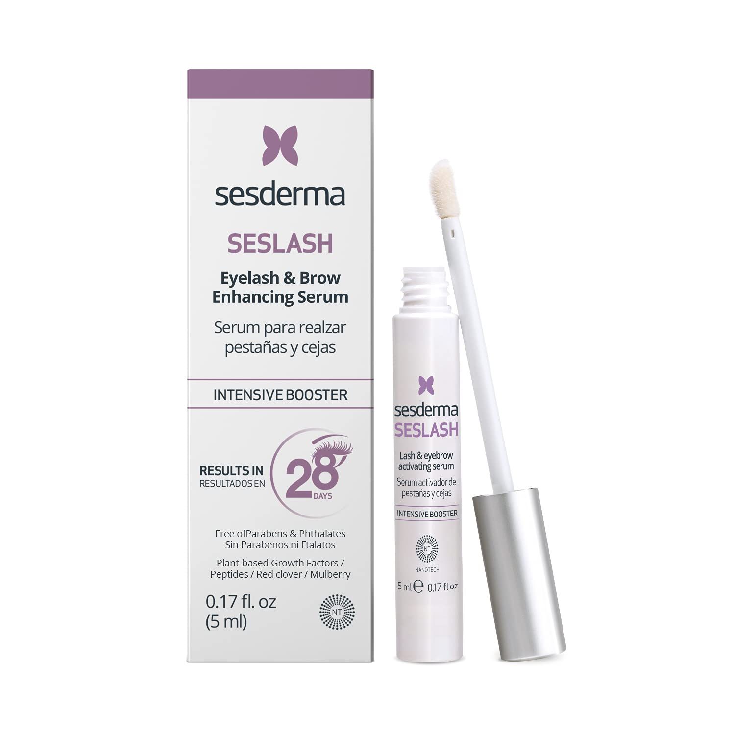 Sesderma SESLASH Eyelash &amp; Brow Enhancing Serum, Transform Your Lashes with This Effective Eyelash Serum &amp; Brow Serum for Beautiful Lashes &amp; Defined Brows, 0.17 fl oz