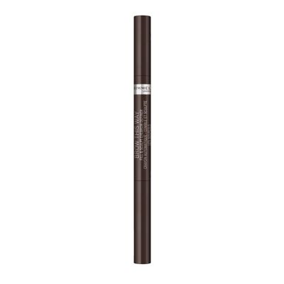 Rimmel Brow This Way Fill &amp; Sculpt Eyebrow Definer, 003 Dark Brown, Double Ended Brow Pencil, Defines &amp; Sculpts Brows, Lasts All Day, Vegan Formula, 0.01 oz