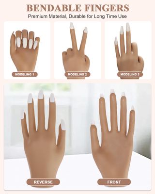 Practice Hand for Acrylic Nails, Silicone Hand for Nail Practice, Nail Tips Wont Fall off Nail Hand, Flexible Nail Practice Hand for Beginners,13.7 x 6.29 x 1.88in