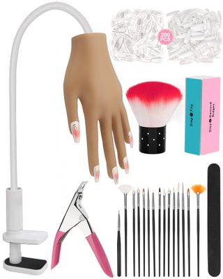 Practice Hand for Acrylic Nails, Silicone Hand for Nail Practice, Nail Tips Wont Fall off Nail Hand, Flexible Nail Practice Hand for Beginners,13.7 x 6.29 x 1.88in