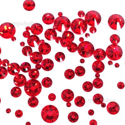LIGHT SIAM (227) red 144 pcs Swarovski 2058/2088 Crystal Flatbacks red rhinestones nail art mixed with Sizes ss5, ss7, ss9, ss12, ss16, ss20, ss30