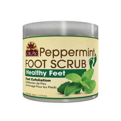 OKAY Peppermint Foot Scrub - Exfoliating Foot Scrub, Foot Exfoliator, Great for Cracked Heels, Pedicures, Dead Skin Remover, Exfoliant for Calluses, Moisturizer for Dry Skin - 6 Oz (Pack of 1)