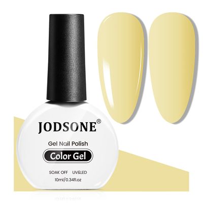 JODSONE Pastel Yellow Gel Nail Polish 10ml Soak Off LED Gel Polish Butter Yellow Nail Color Salon Quality Long-Lasting Low Odor Need U V Lamp Curing