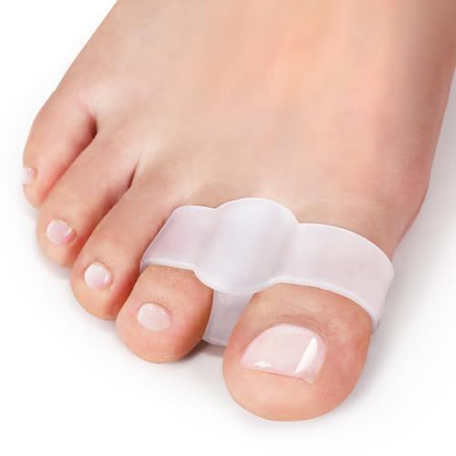 MENOCADY Bunion Toe Separators Corrector for Big Toe, (0.29 Thick) Gel Toe Separators for Women Overlapping Toes with 2 Loops, Silicone Toe Spacers for Men Bunion for Alignment Feet (Pack of 12)