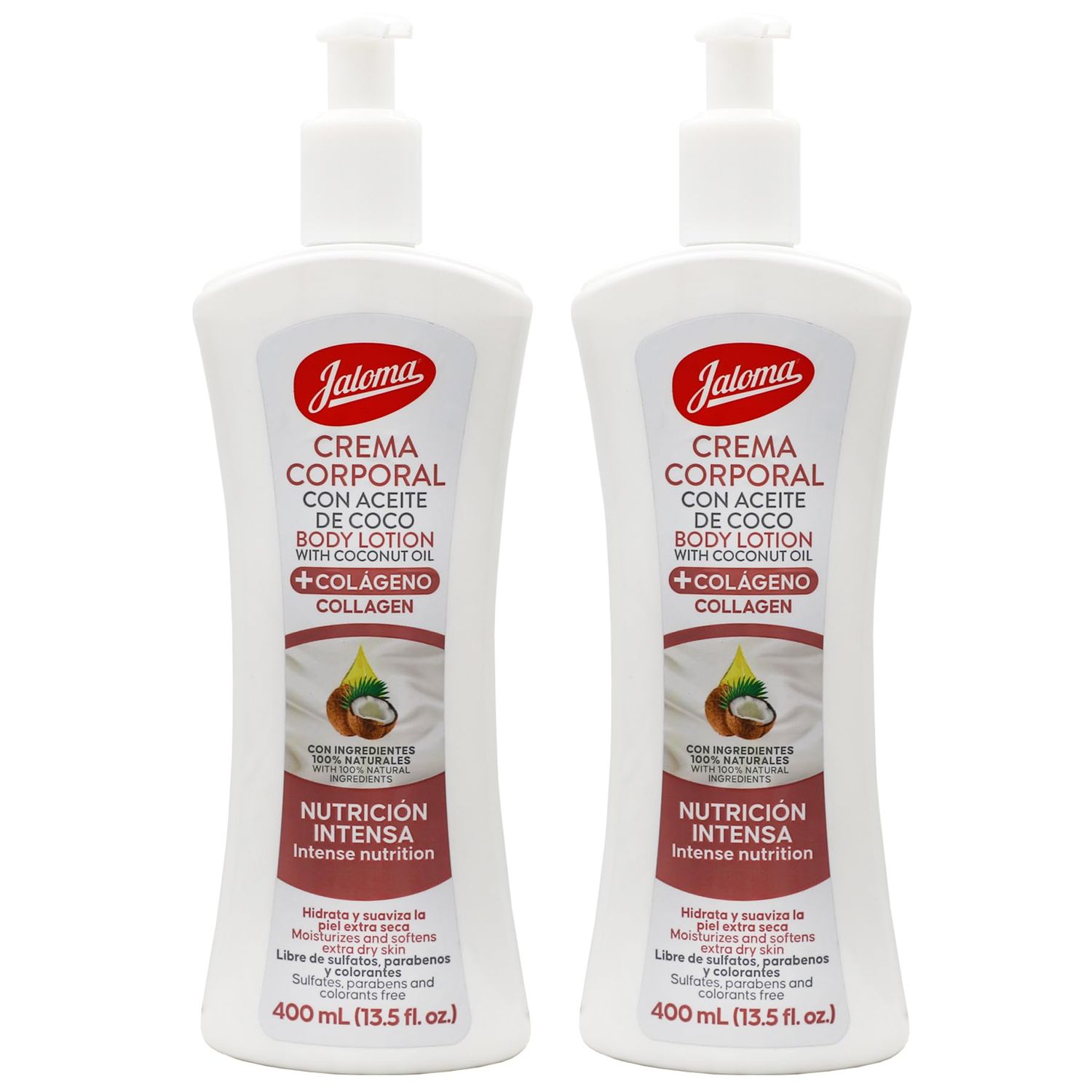 JALOMA Body Lotion with Coconut Oil, Hydrates and Softens your Skin, 2Pack, 13.5 Fl Oz Each Bottle