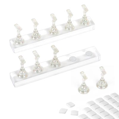 BQAN 2 Set Nail Holder for Painting, Stand for Press On / Display With 96 Pcs Reusable Putty (Clear)