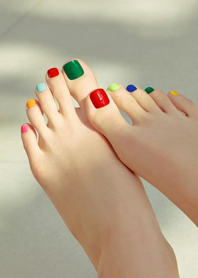 ohora Semi Cured Gel Nail Strips (P Crayon) - Rainbow, Solid, Works with Any UV/LED Lamps, Salon-Quality, Long Lasting, Easy to Apply &amp; Remove - Includes 2 Prep Pads, Nail File &amp; Wooden Stick