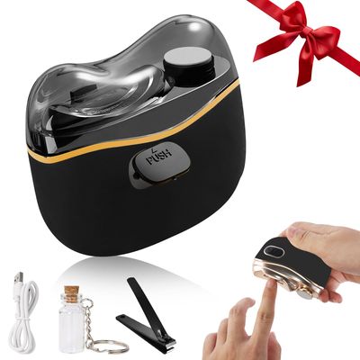 Electric Nail Clipper, Automatic Electric Nail Trimmer and Polisher for Adults Seniors, Intelligent Electric fingernail Clippers with Collector, Gift for Your Loves (Black)