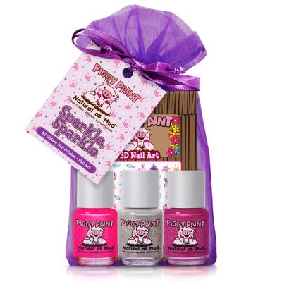 Piggy Paint | 100 Non-Toxic Girls Nail Polish | Safe, Cruelty-free, Vegan, &amp; Low Odor for Kids | Sparkle, Sparkle! (Gift Set)