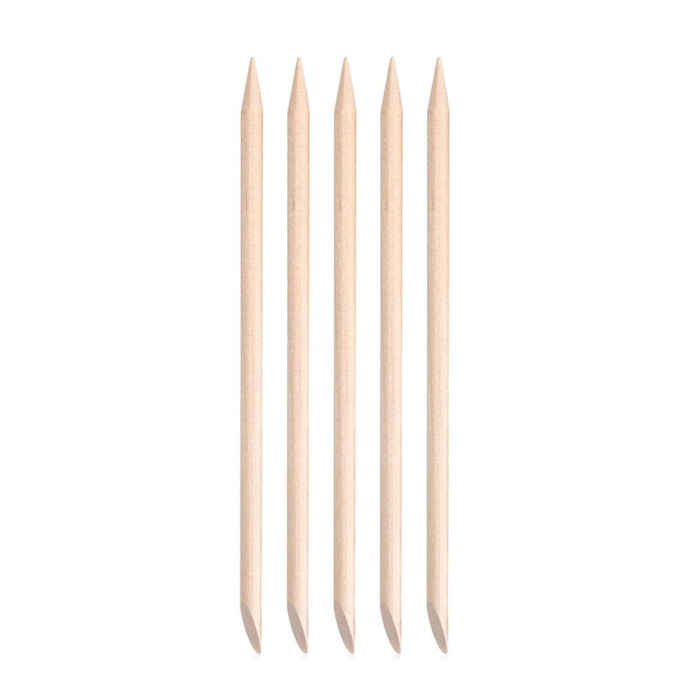 siyuwuro 5PCS Orange Wood Nail Sticks Double Sided Cuticle Pusher Remover Multi Functional Orange Wood Cuticle Sticks Manicure Pedicure Tool With Clear Storage Tube