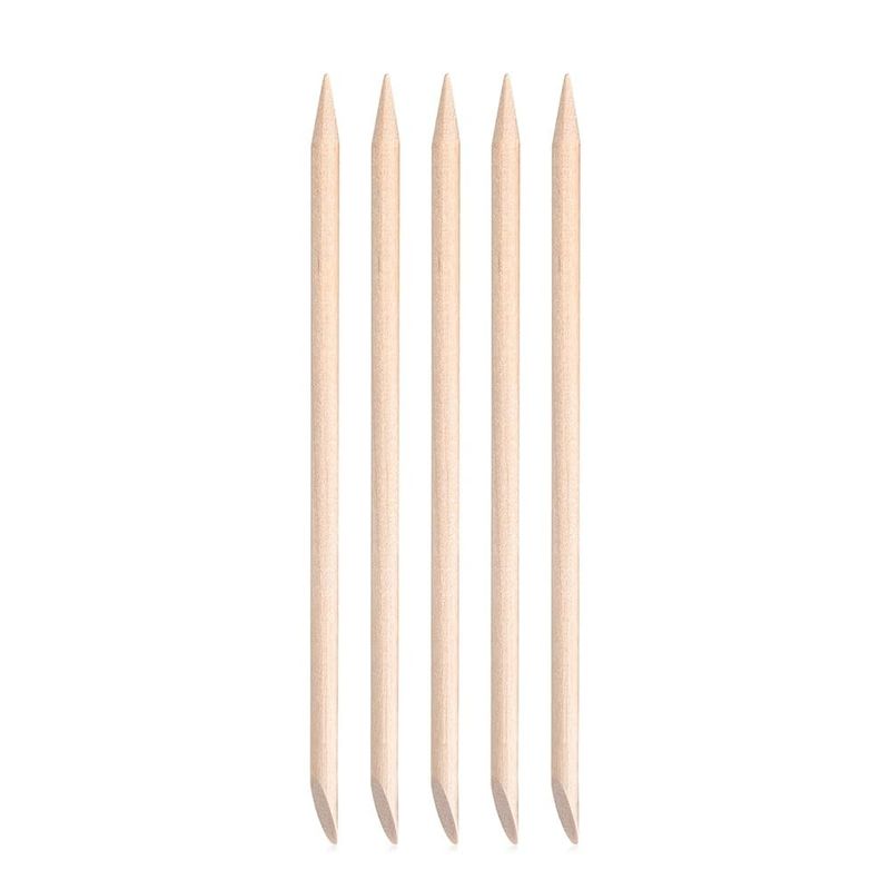 siyuwuro 5PCS Orange Wood Nail Sticks Double Sided Cuticle Pusher Remover Multi Functional Orange Wood Cuticle Sticks Manicure Pedicure Tool With Clear Storage Tube