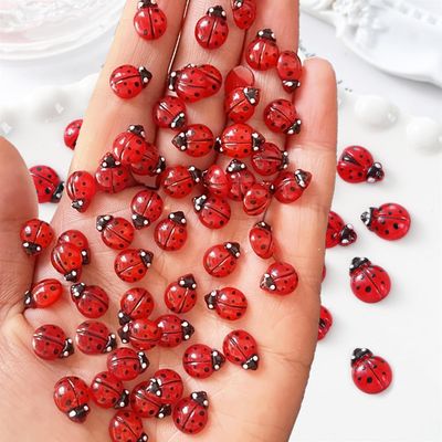 50Pcs Ladybug Nail Charms Cute Insect Nail Art Charms 3D Resin Nails Accessories Spring Nail Art Supplies Small Ladybugs with Open and Closed Wings Nails Jewelry Summer Manicure Decoration DIY Craft
