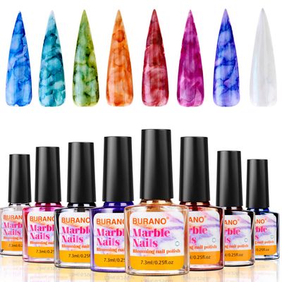 BURANO Marble Nail Gel Polish, Blooming Gel Nail Polish Glitter Effect Nail Marble Effect for Nails Art Set 8 Colors Fall Winter