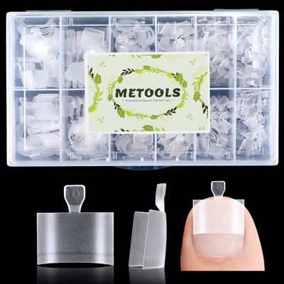 METOOLS Square Toe Nail Tips - Half Cover for Wide Short Nail Beds, Matte Pre-shaped Fake Toenails Gel Press on Nails Extensions Home DIY Nail Salon, 12Sizes 360PCS