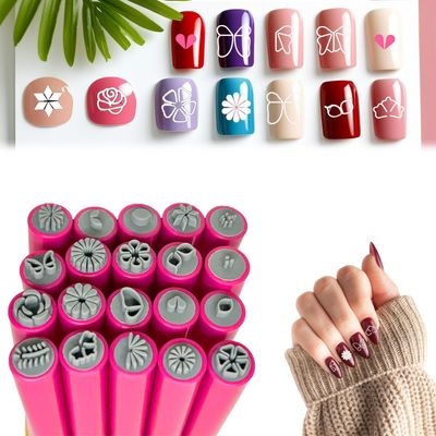 20 Pack Nail Art Stamp Pen, DIY Nail Art Tools, Nail Stamp with 20 Different Patterns, Suitable for Everyone who Loves Nail Art