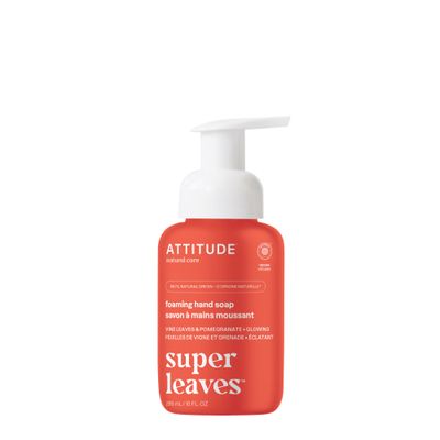 ATTITUDE Foaming Hand Soap, EWG Verified, Plant and Mineral-Based Ingredients, Vegan and Cruelty-free Personal Care Products, Vine Leaves and Pomegranate, 10 Fl Oz