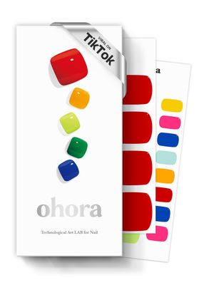 ohora Semi Cured Gel Nail Strips (P Crayon) - Rainbow, Solid, Works with Any UV/LED Lamps, Salon-Quality, Long Lasting, Easy to Apply &amp; Remove - Includes 2 Prep Pads, Nail File &amp; Wooden Stick