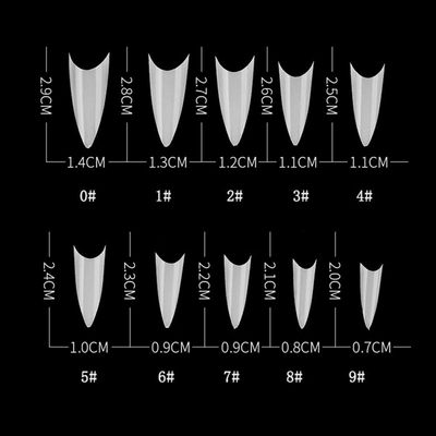 Beuniar Stiletto Nail Tips 500Pcs Short Sharp Ending False Acrylic Nails Tip Half Cover 10 Sizes with Box for Nail Salons Home DIY (Natural)