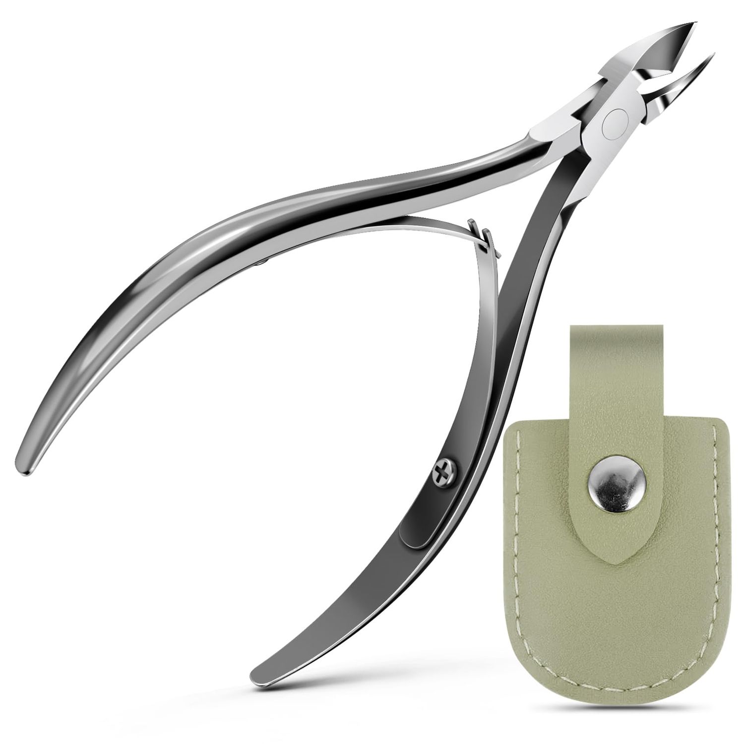 Professional Cuticle Trimmer Kit with Leather Case,Sharp Stainless Steel Cuticle Nipper Scissors Cutter Cuticula Remover for Fingernail Toenail,Manicure Pedicure Nail Care Tool for Women (Silver)