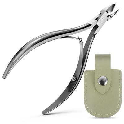 Professional Cuticle Trimmer Kit with Leather Case,Sharp Stainless Steel Cuticle Nipper Scissors Cutter Cuticula Remover for Fingernail Toenail,Manicure Pedicure Nail Care Tool for Women (Silver)