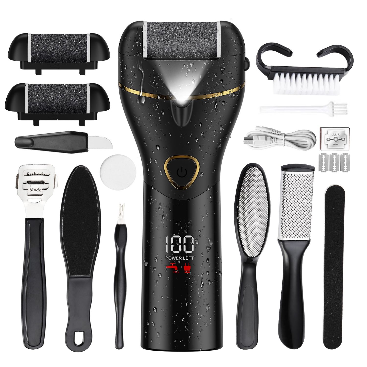 Foot Scrubber Rechargeable,callus Remover For Feet, Electric Foot Callus Remover Kit, Ipx6 Washable Cleaning, 4H Long Battery Life,Professional Pedicure Tools For Dead,hard Cracked Dry Skin Ideal Gift