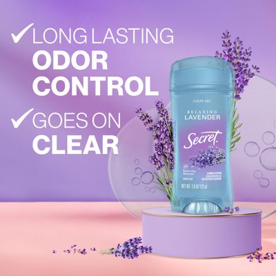 Secret Fresh Antiperspirant Deodorant for Women, 72hr Breathable Sweat &amp; Odor Protection, Instant Freshness &amp; Gentle, PH Balancing Minerals, Clear Gel, Relaxing Lavender Scent, 3.4 oz