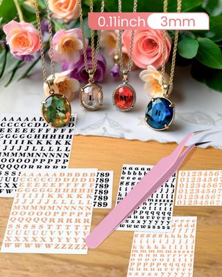 EORTA Letter Stickers 0.11inch with Tweezer Small Alphabet Decals 6 Sheets Self Adhesive Mini Number Sticker for Epoxy Resin Casting DIY Craft Scrapbook Nail Keyboard, Rose Gold/Black, 3mm