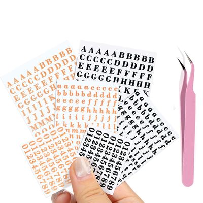 EORTA Letter Stickers 0.11inch with Tweezer Small Alphabet Decals 6 Sheets Self Adhesive Mini Number Sticker for Epoxy Resin Casting DIY Craft Scrapbook Nail Keyboard, Rose Gold/Black, 3mm