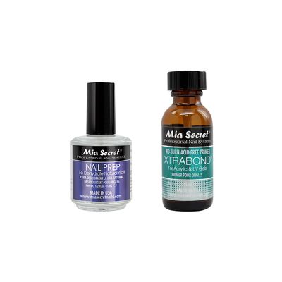 Mia Secret Professional Natural Nail Prep Dehydrate and Xtra Bond, Acid-Free Primer Set. Superior Bonding Primer for Acrylic Powder and Gel Nail Polish. Nail, Long-Lasting.