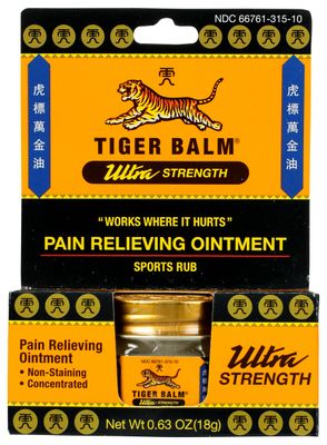 Tiger Balm Ultra Strength Rub Balm, Alcohol Free, Cruelty Free, 0.63 Ounce (Pack of 6)
