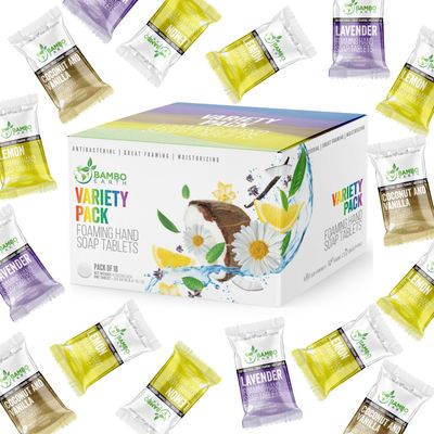 18 Pack Natural Foaming Hand Soap Tablets - Soft Moisturizing Handwash Tab Refills - 1 Tablet 9 Oz Refillable Liquid Wash Foam Handsoap - Eco-Friendly Paper Softsoap Refill Tabs (Variety Pack)