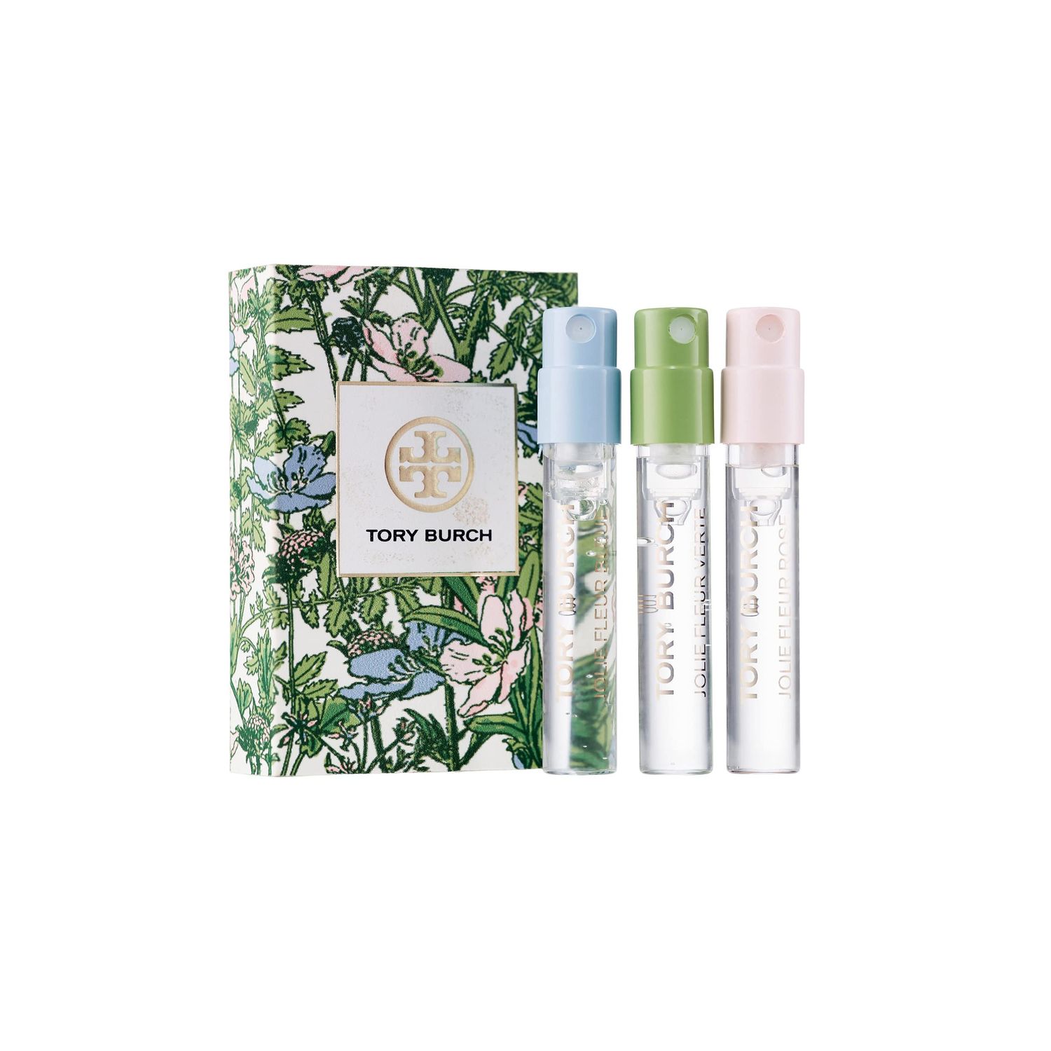 Tory Burch Set of 3 Eau de Parfum Sample Sprays: Jolie Fleur Rose, Fleur Bleue, and Fleur Verte - .05 oz each