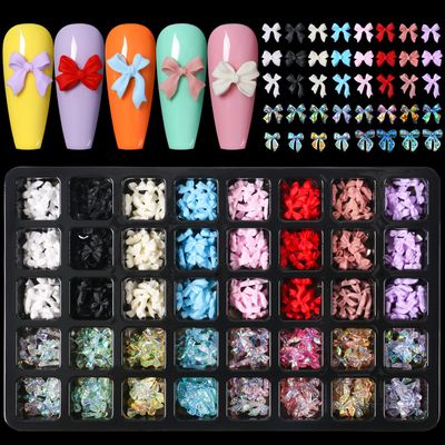 40 Grids Bow Nail Charms Assorted Variety Bow Charms For Nails Mixed Colorful Bowknot Nail Charm for Acrylic Nails Accessories for Nail Art Crafts (Multicolour)