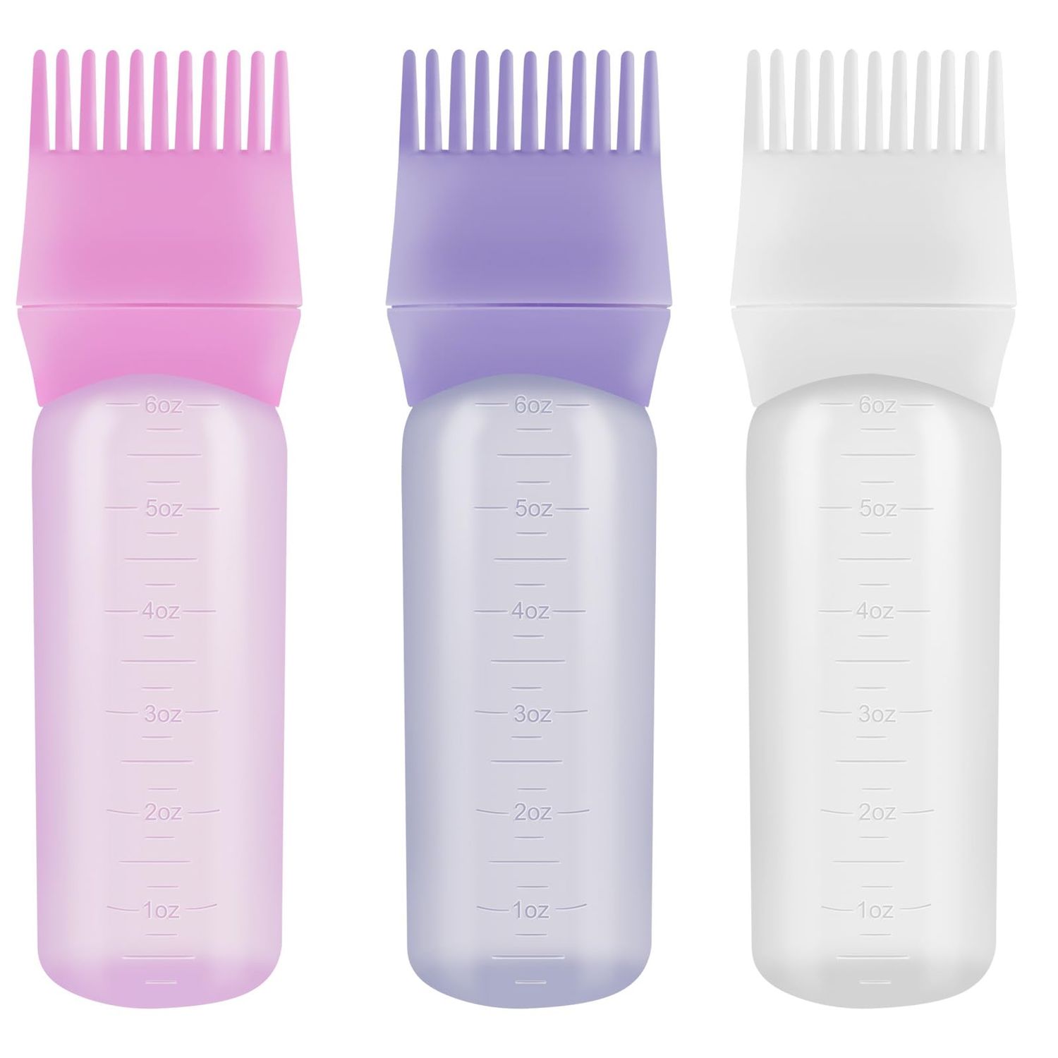 TAOTOP 3 Pack Root Comb Applicator Bottle, Oil Applicator for Hair Dye, Bottle with Graduated Scale