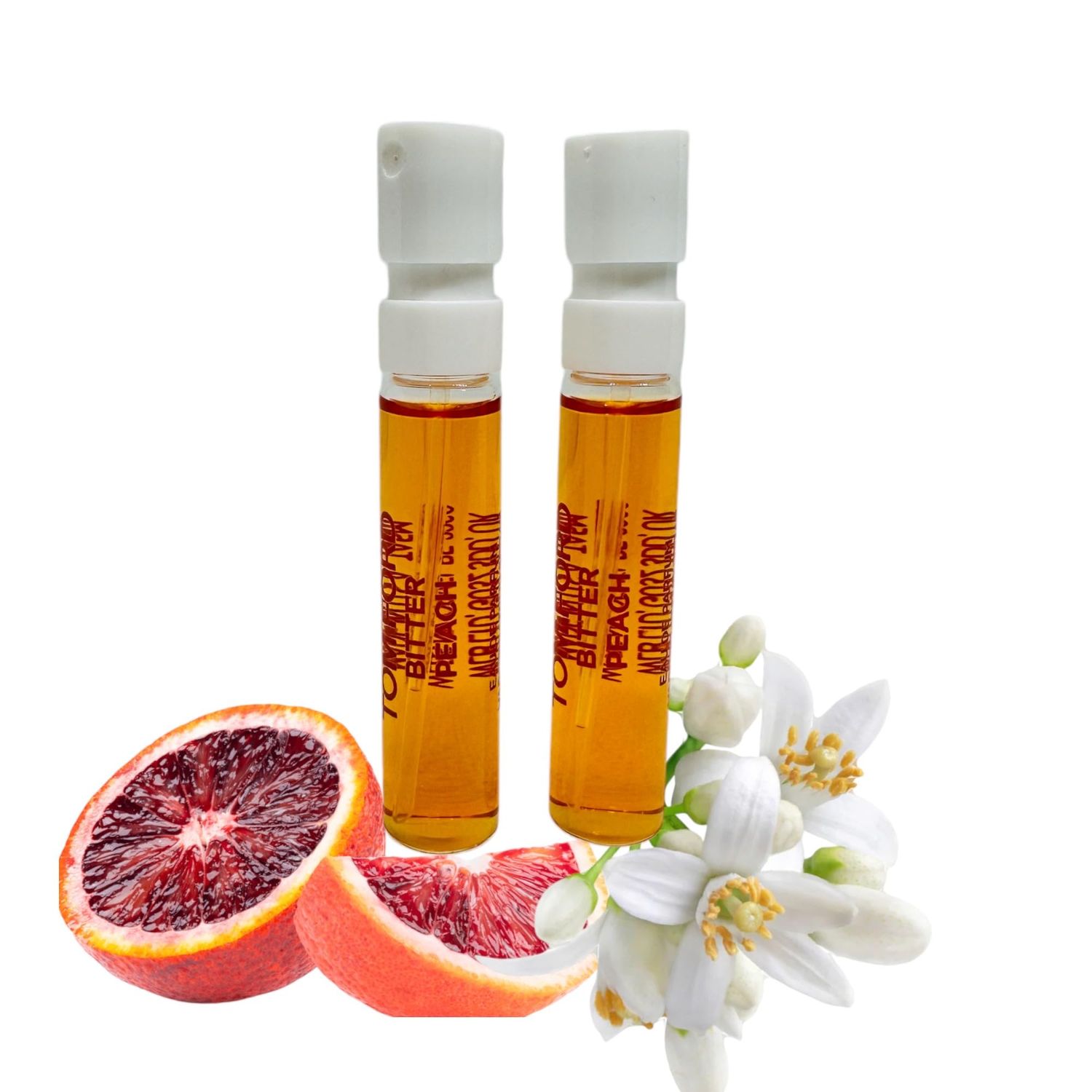 In1mart 2 Bitter Peach Eau De Parfum Sample Vial 0.06 fl.oz./ 2ml each. Fruity Floral Scent. Unisex Perfume for Men and Women