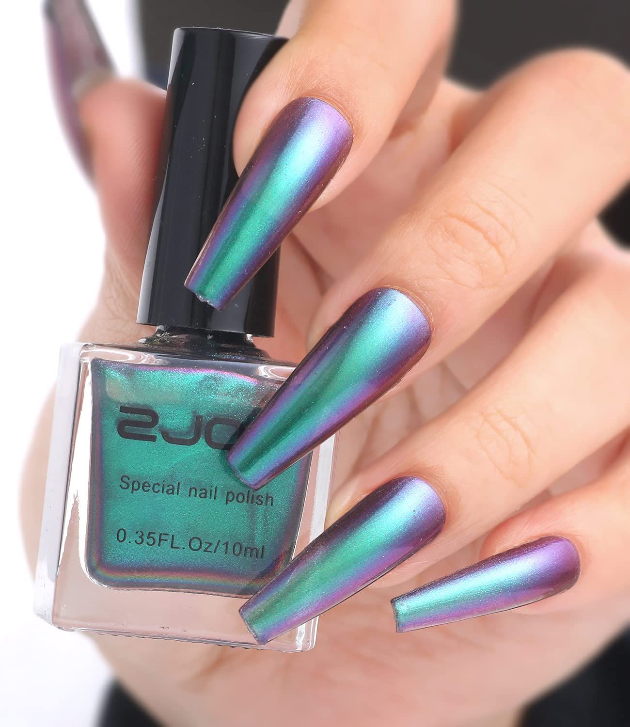 Major Dijit Chameleon Nail Polish Holographic Glitter Quick Dry Nail Polish Shimmer Iridescent Chrome Nail Art Varnish (02)