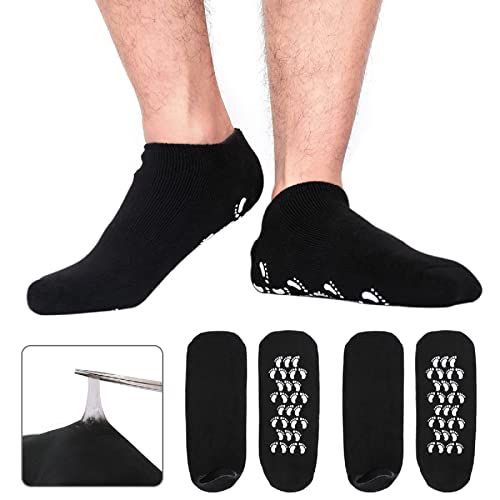 Codream Large Mens Moisturizing Gel Socks Mens Feet Care Ultimate Treatment for Dry Cracked Rough Skin on Feet Pack of 2 Pairs Black US Men 10-15