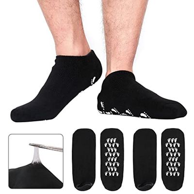 Codream Large Mens Moisturizing Gel Socks Mens Feet Care Ultimate Treatment for Dry Cracked Rough Skin on Feet Pack of 2 Pairs Black US Men 10-15