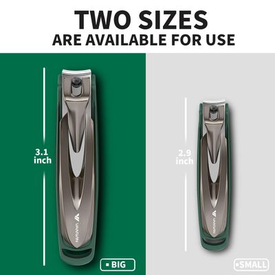 VANWIN Nail Clippers for Men with Catcher, 2-Pack Large & Small Anti-Splash Nail Clippers for Fingernails & Toenails, Sharp Stainless Steel Heavy-Duty Self-Collecting Nail Cutter for Men Women