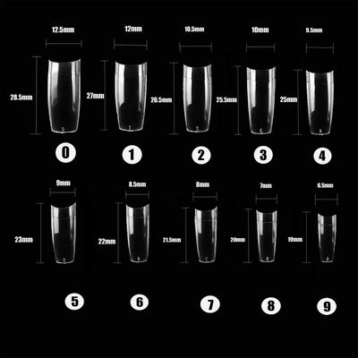 French Acrylic False Nail Tips, 1000PCS Fake Nail Shape Artificial False Nails Tips 10 Sizes with Case for Nail Art Salons (ClearNatural)