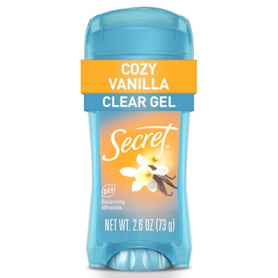 Secret Fresh Antiperspirant Deodorant for Women, 72hr Breathable Sweat &amp; Odor Protection, Instant Freshness &amp; Gentle, PH Balancing Minerals, Clear Gel, Cozy Vanilla Scent, 2.6 oz