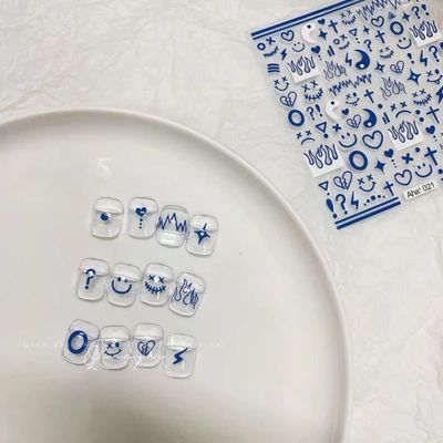 4 Colors ins Minimalist Style Nail Stickers, Simple Cat Love Stars Impressionist Drawing Line Stickers for Man Woman (4 Sheets)Nail Sticker Specialized Tweezers
