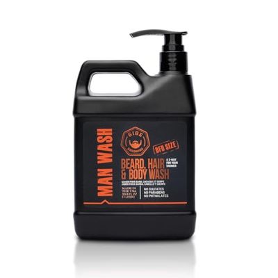 GIBS Man Wash 3 in 1 (Beard, Hair &amp; Body) for Men with Tea Tree Oil, Travel Size, Liter