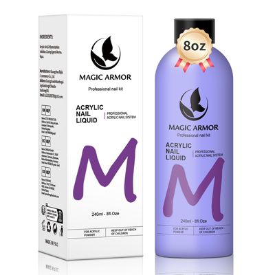 8FL.OZ Acrylic Liquid Monomer Acrylic Nail Liquid Non-Yellowing Professional EMA Monomer Liquid for Acrylic Nail Extension and Carving, DIY Home Nail Salon Use